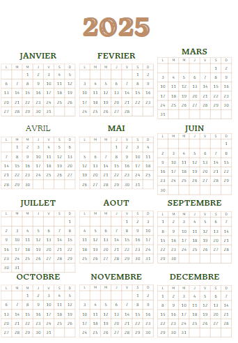 calendrier annuel 2025